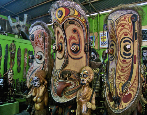 Three New-Guinea-tribal masks