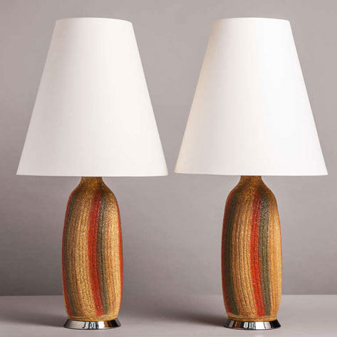 Pair--Textured-Ceramic-Table-Lamp-1960s-Talisman