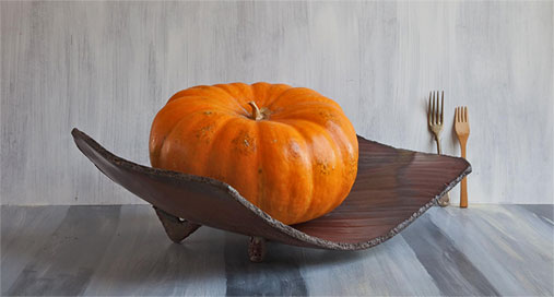 Catherine-White---2009-Winter-Solstice---Orange pumpkin on a ceramic platter