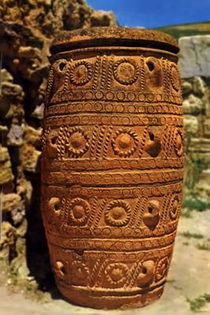 Coil-built-ancient-Cretan-storage-jars-with geometric decoration