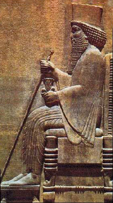 Darius-the-Great,-King-of-Persia-(522-486-B.C) wall relief of Darius on his throne