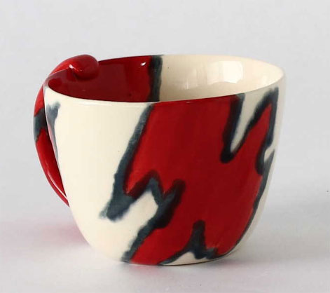 Elnaz-Nourizedah--red abstract motif on white cup