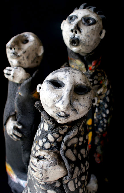 Jo Ilona -Bordeaux Three ceramic figures