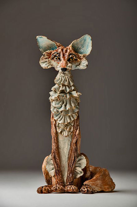 Large-Sitting-Fox---Gin-Durham ceramic artist