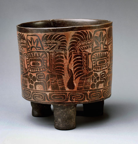 Mexico,-Mesoamerica---Teotihuacan-culture-ceramic-bowl-with-three-feet---4th-5th-century