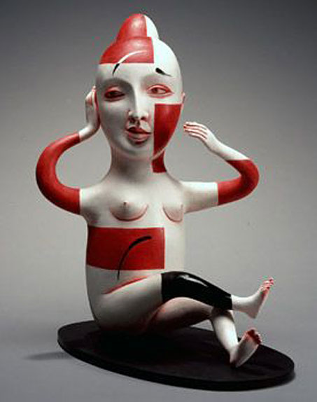 Patti-Warashina Figure A Red, 2009 red and white geometric decorative pattern sculpture figure