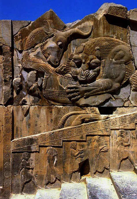 Persepolis-Citadel---Lion-Attacking-Bull-Relief