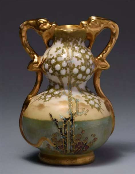 Amphora-Ceramic-Gourd Vase-w--Applied-Dragon-Handles