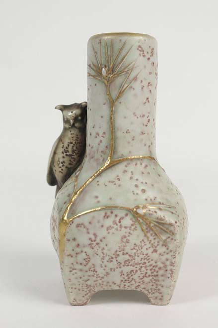 Amphora-Shaped-Vase-with-an-Owl,-Viennese,-Austria--