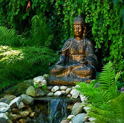Garden-meditation-Buddha with small waterfall