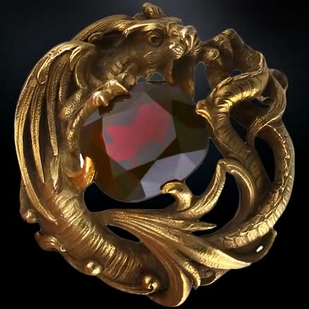 Gustav Manz for F. Walter Lawrence Art Nouveau Chimera Brooch-Vintage Luxury