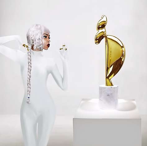Lina-Viktor---afro-futurist and gold sculpture