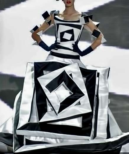 valentin-yudashkin - black and white geometric gown