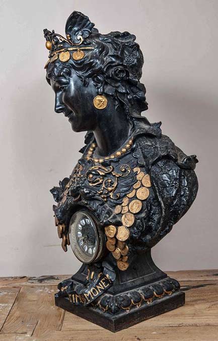art-nouveau-mantle clock-in black and gold by-arthur-waagen 