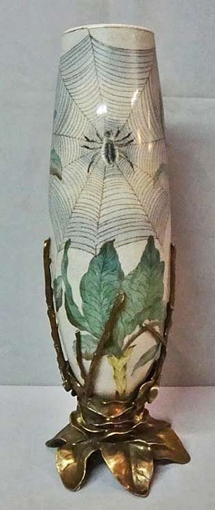 art-nouveau-spider-motif-vase-on-brass-base