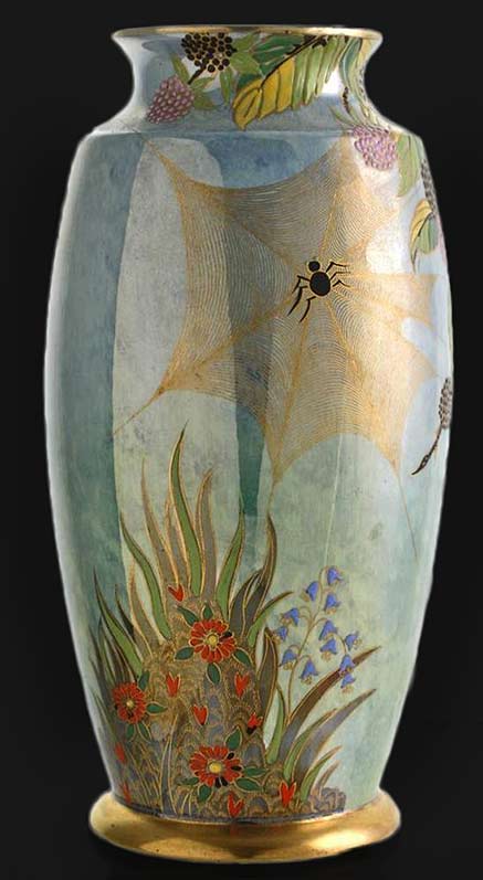 carlton-ware-rare-spiders-web-vase-in-pale-blue-lustre-pattern