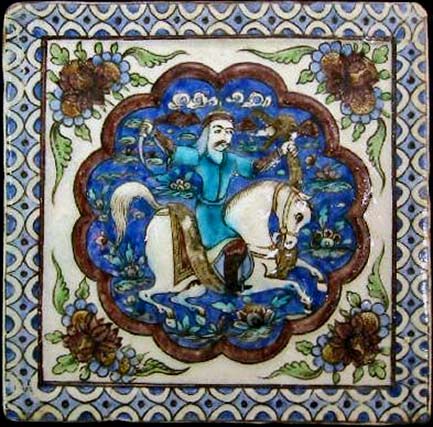 ceramic-tiles-persian-azulejos horseman on white horse