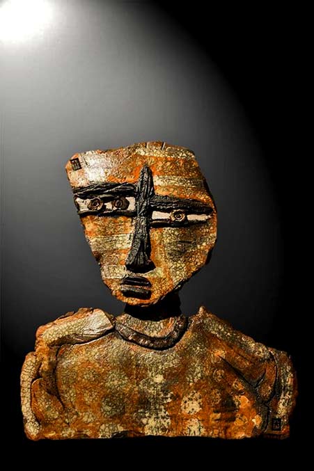 dominique-allain-raku-sculpture male abstract