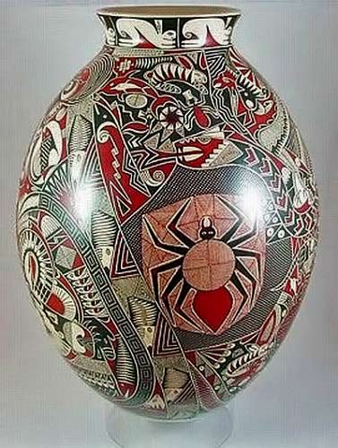 goyin-silveira-mata-ortiz-hand-built-polychrome-pottery-vase-olla-spider-motif-lrg