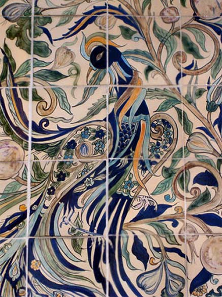 peacock-in-foilage-danielle-adjoubel ceramic tile panel