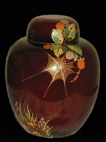 rouge-royale-carlton-ware-ginger-jar-spiders-web-pattern-with-lid