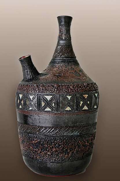 amphora-dubbele-hals-vaas-brons-glazuur