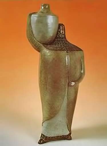 god-of-ceramics-francois-raty Ceramic sculptural figure holding a large pot
