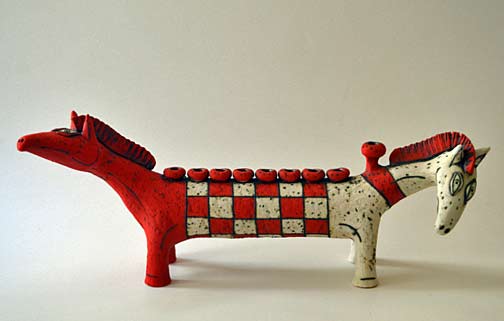co-joined ceramic horses by Inna-Olshansky