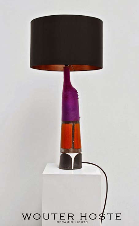wouter-hoste-ceramic-lights- red and purple contemporary table light