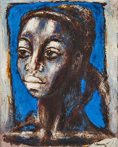 blue-head-1961-gerard-sekoto - painting of african woman