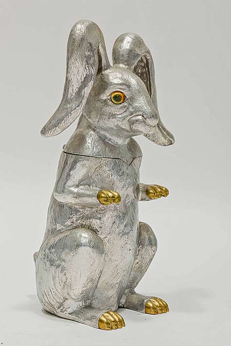 Arthur Court-Aluminum-Bunny-Wine-Cooler with gold feet