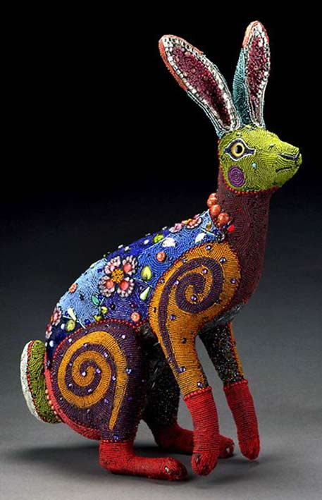 Beadwork-and-Mixed-Media jackrabbit -by-Betsy Youngquist