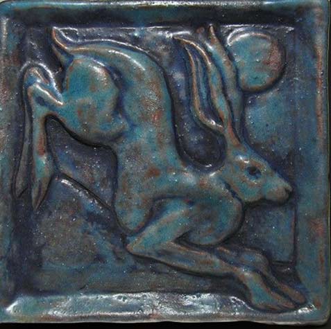 leaping hare ceramic tile etsy