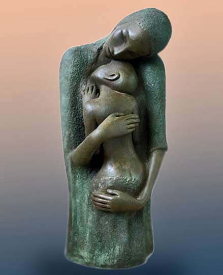 Mother Child - Cris Pereby being inspired by the Egyptian sculpture and Camille Claudel.