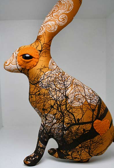 Flock the Jack Rabbit Look what I can do - Flickr orange rabbit sculpture with abstract decoration