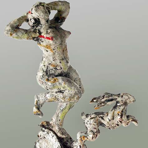 Michael Flynn - Hare Woman - sculpture of a dancing lady with a dancing hare