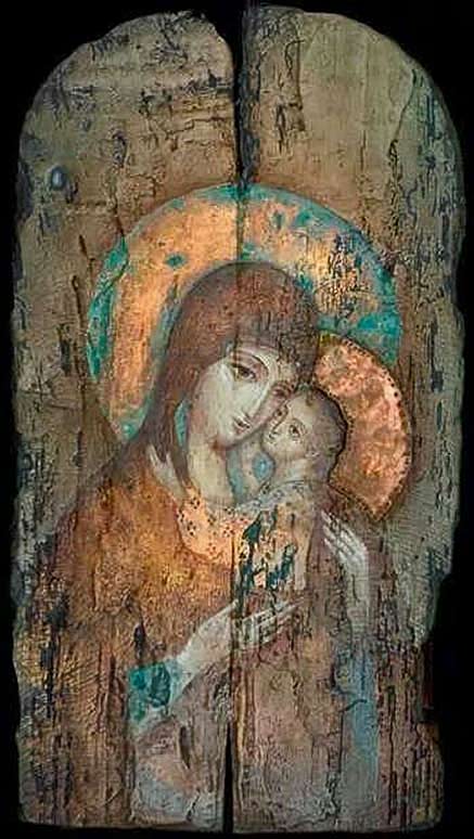Madonna and Child on wood