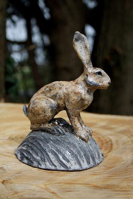 ceramic seated hare sculpture Joe Lawrence