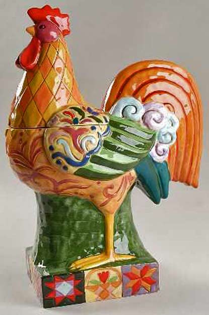 Colorful Ceramic Rooster cookie Jar
