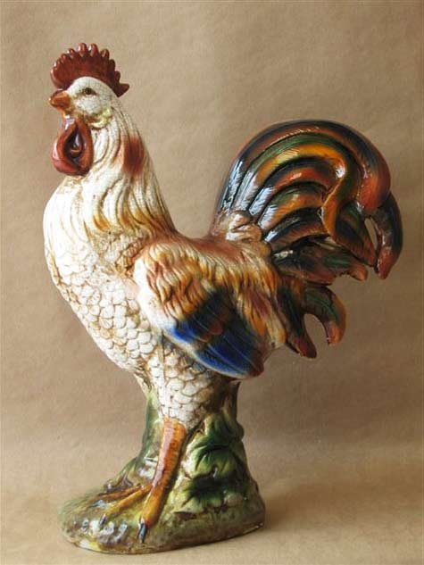 Majestic cockerel ceramic figural sculpture