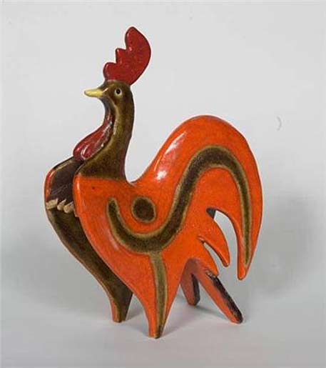 Gambone-Guido mid-century ceramic red rooster sculpture