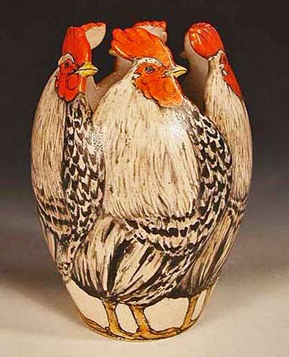 Rooster vase by Nan Hamilton