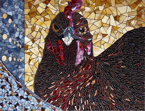 Harriet-Barb-Keith-fine detail mosaic art rooster