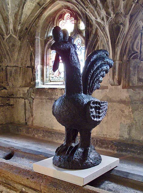 Large-black Cockerel sculpture by-B-O'Casey