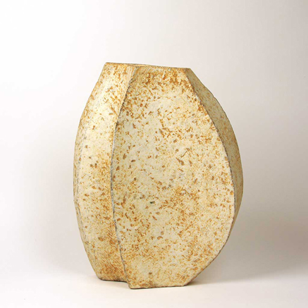 Paul-Philp--ceramic-faceted vase with speckled glaze