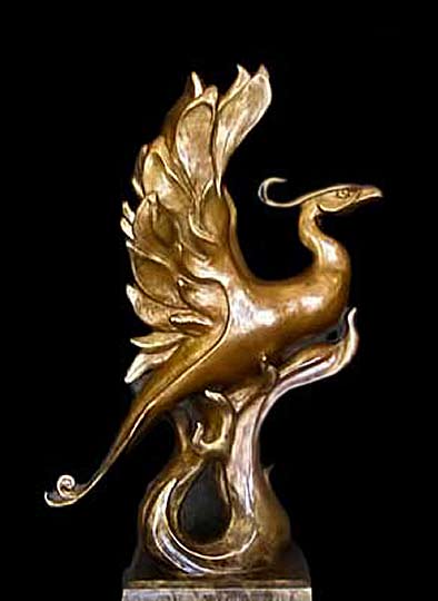 Dan-Pogue bronze phoenix sculpture