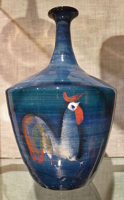 Polia-Pillin--- blue Bottle-with-Three-Roosters