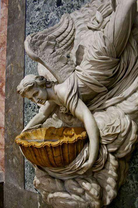 Stone carved angel fountain Sicily