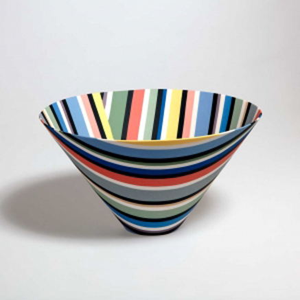 andreas-steinemann-ceramic-conical bowl polychrome stripes