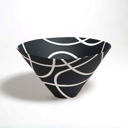 andreas-steinemann-ceramic-conical bowl - black and white 